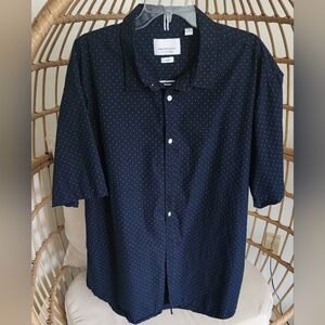 Paper Denim Cloth Men's Blue Dot Print Button Down Short Sleeve Shirt Sz 4X